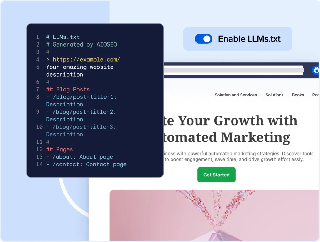 The LLMs. Generator creates llm.txt and llms-full.txt files automatically for you.
