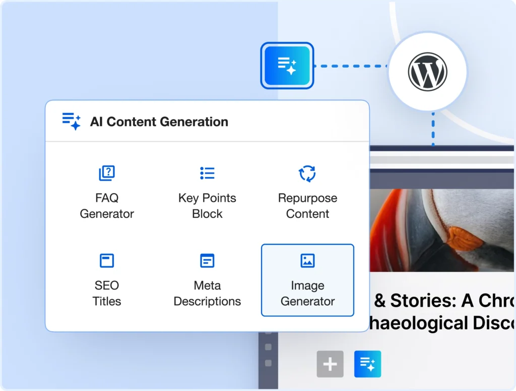 The AI Image generator uploads all image creations to your WordPress media library.