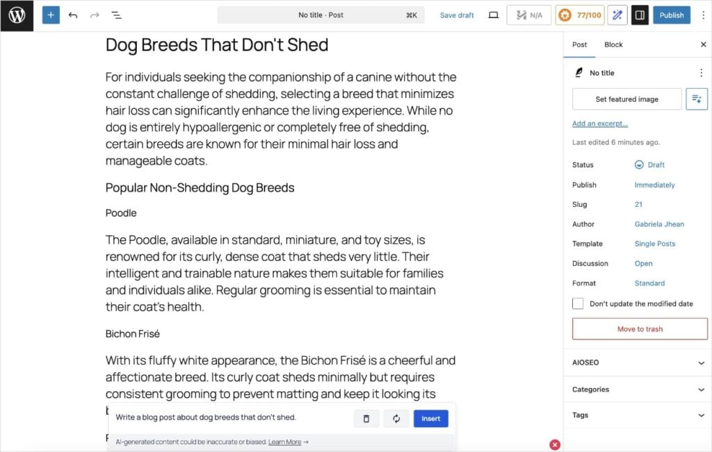 AI-Generated Blog Post AI-generated blog post created with the AIOSEO AI Assistant.
