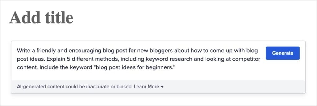 AI Prompt Example Good AI prompt example in WordPress.
