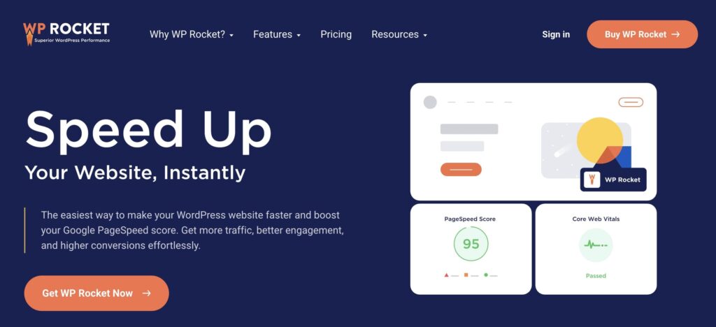WP Rocket homepage.