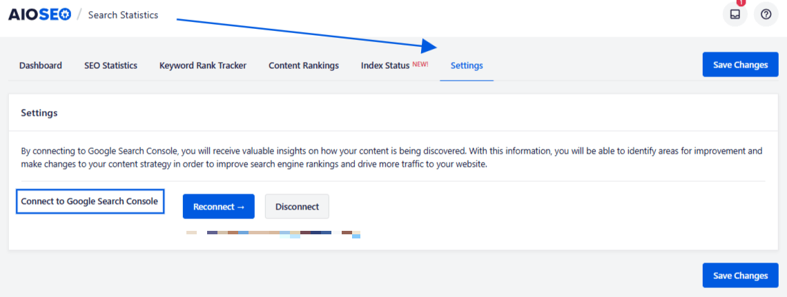 AIOSEO's search statistic feature A snapshot of AIOSEO's search statistic feature