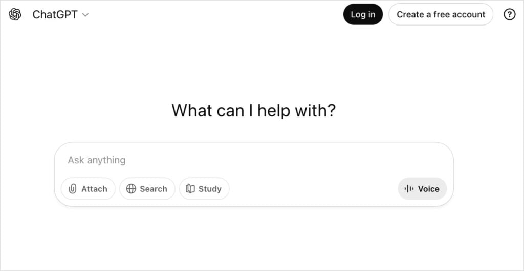 ChatGPT ChatGPT homepage, one of the best AI blog post generators.