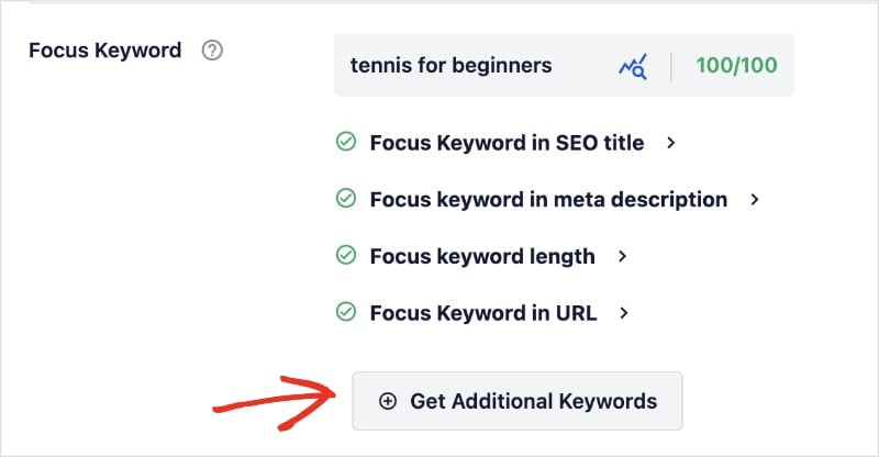Button to get additional keywords in WordPress.