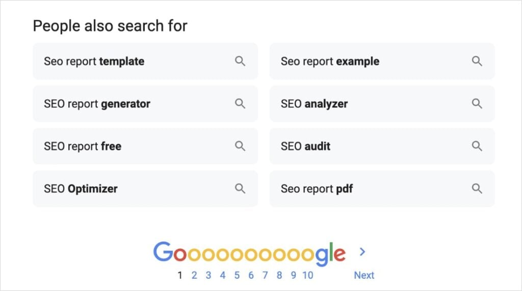 Google people also search for results.