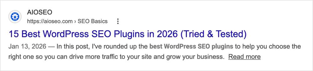 Google Search Results Example of a search listing in Google.