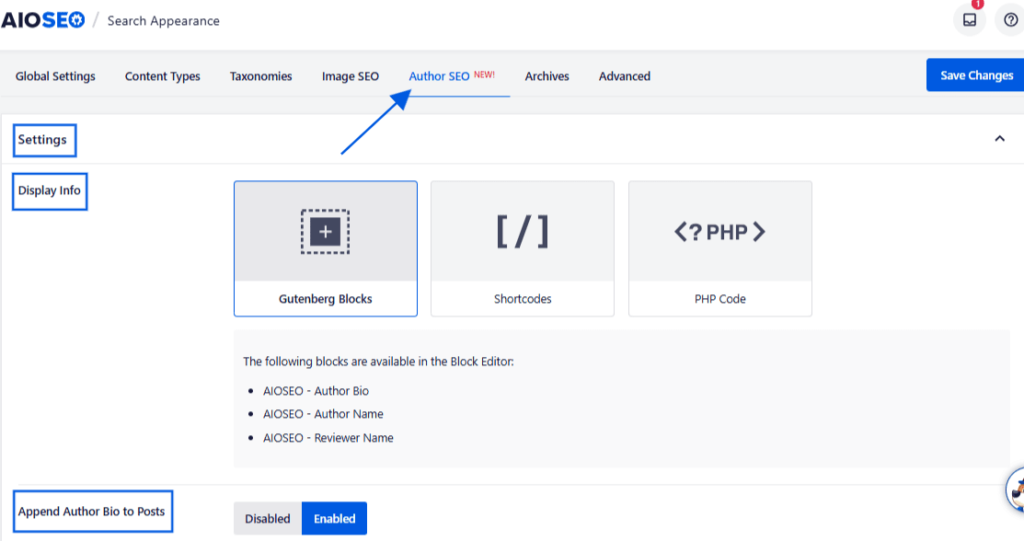 A snapshot of AIOSEO's author SEO feature