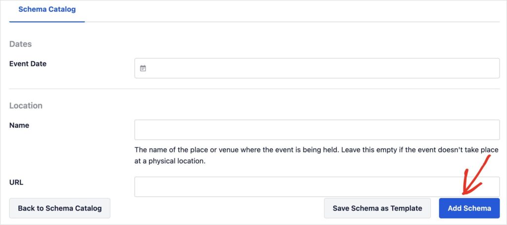 Button to add event schema to a WordPress post.