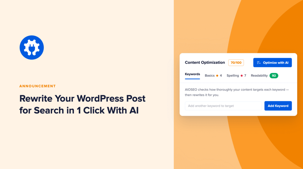 Reescribe tu publicación de WordPress para la búsqueda en 1 clic con IA.