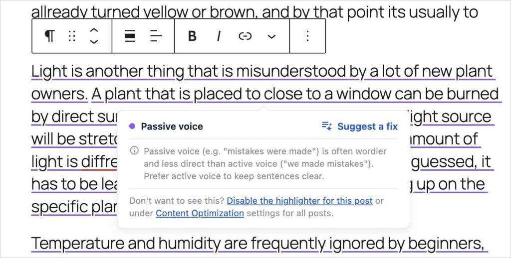 Passivsatzproblem, markiert vom TruSEO Highlighter 2.0.