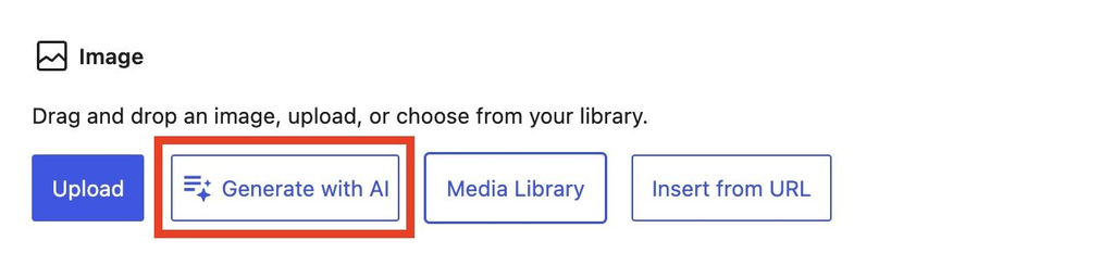 A snapshot showing the AI image generator in WordPress